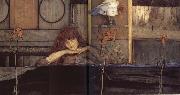 Fernand Khnopff I lock my dorr upon myself Spain oil painting artist
